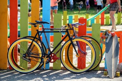 Coloured bicyles